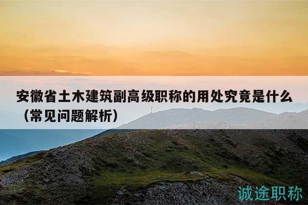 安徽省土木建筑副高級職稱的用處究竟是什么（常見問題解析）