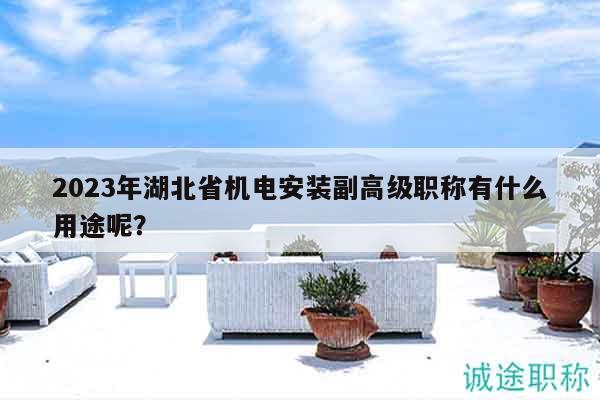 2023年湖北省機(jī)電安裝副高級職稱有什么用途呢？
