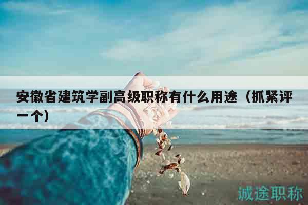 安徽省建筑學副高級職稱有什么用途（抓緊評一個）
