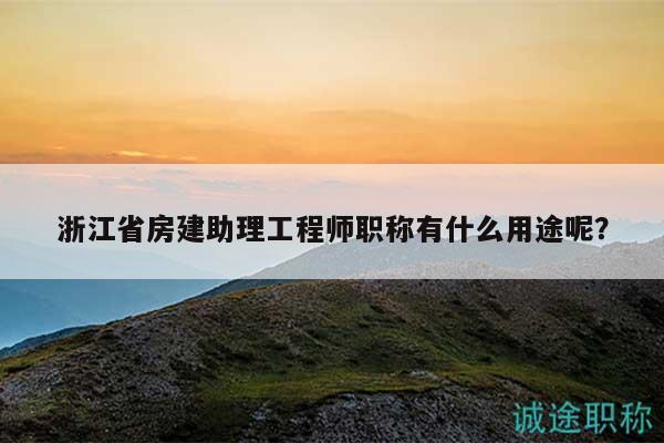 浙江省房建助理工程師職稱有什么用途呢？