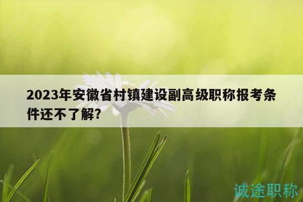 2023年安徽省村鎮(zhèn)建設(shè)副高級職稱報考條件還不了解？