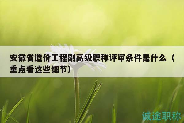 安徽省造價工程副高級職稱評審條件是什么（重點看這些細節(jié)）