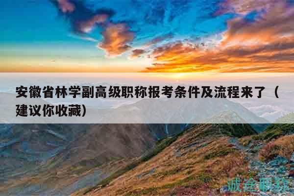 安徽省林學副高級職稱報考條件及流程來了（建議你收藏）