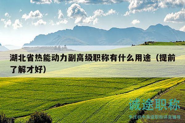 湖北省熱能動(dòng)力副高級(jí)職稱(chēng)有什么用途（提前了解才好）