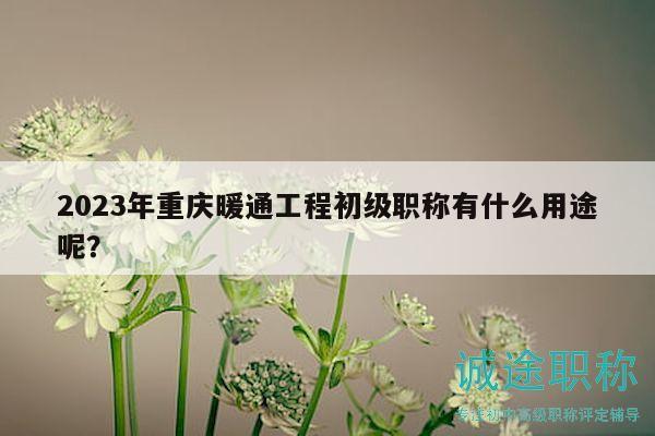 2023年重慶暖通工程初級(jí)職稱有什么用途呢？