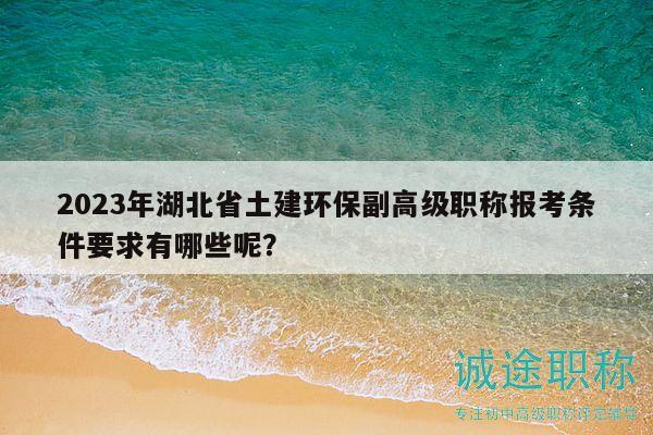 2023年湖北省土建環(huán)保副高級職稱報考條件要求有哪些呢？