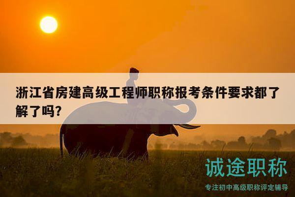 浙江省房建高級(jí)工程師職稱(chēng)報(bào)考條件要求都了解了嗎？