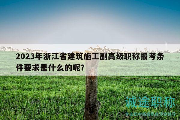 2023年浙江省建筑施工副高級(jí)職稱(chēng)報(bào)考條件要求是什么的呢？