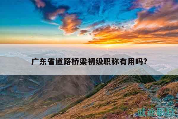 廣東省道路橋梁初級職稱有用嗎？