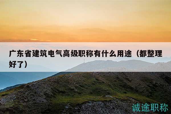 廣東省建筑電氣高級職稱有什么用途（都整理好了）
