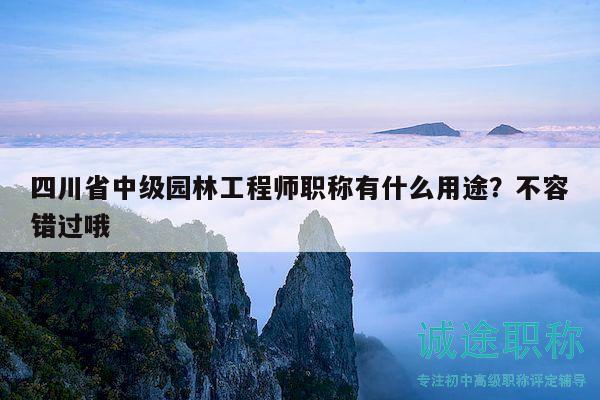四川省中級園林工程師職稱有什么用途？不容錯過哦
