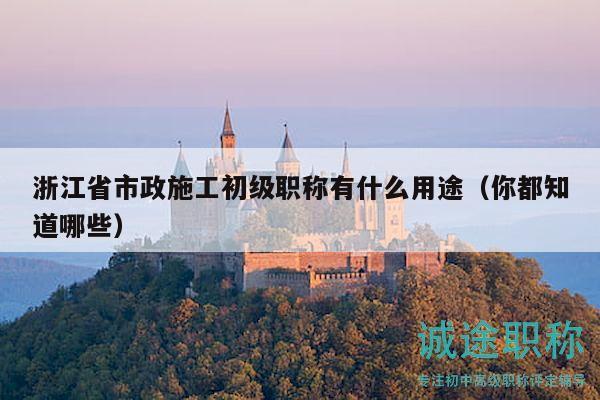 浙江省市政施工初級職稱有什么用途（你都知道哪些）