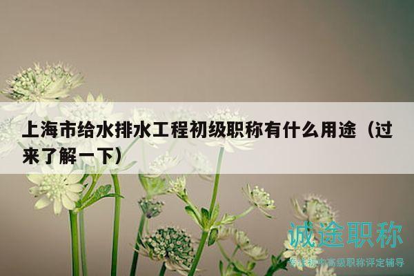 上海市給水排水工程初級職稱有什么用途（過來了解一下）