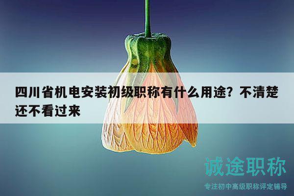 四川省機(jī)電安裝初級(jí)職稱有什么用途？不清楚還不看過(guò)來(lái)