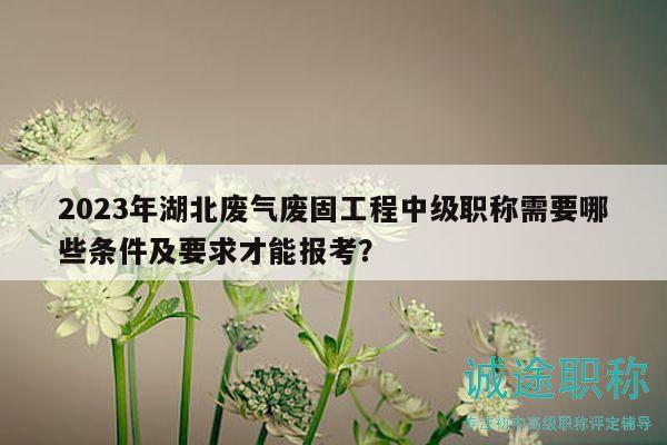 2023年湖北廢氣廢固工程中級(jí)職稱(chēng)需要哪些條件及要求才能報(bào)考？