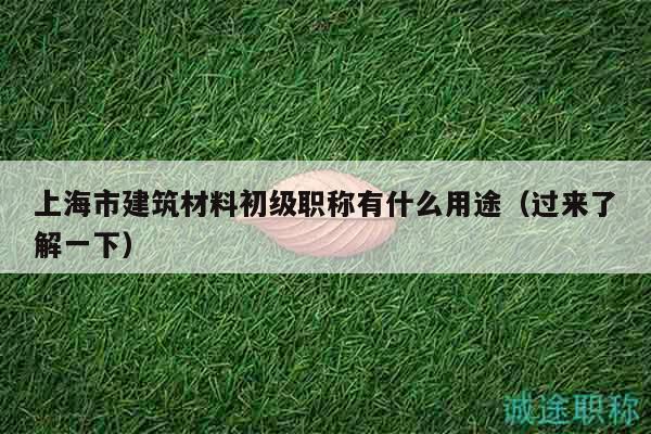 上海市建筑材料初級(jí)職稱有什么用途（過來了解一下）