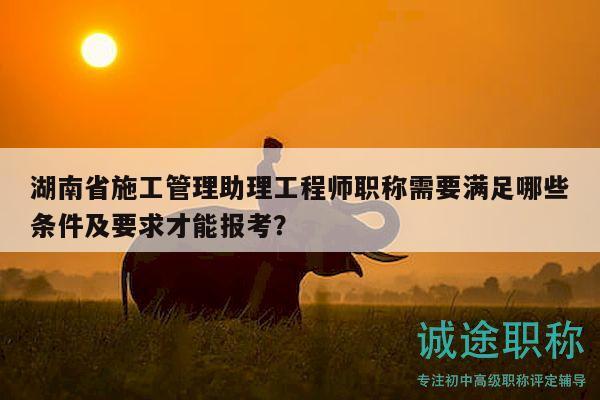 湖南省施工管理助理工程師職稱需要滿足哪些條件及要求才能報考？
