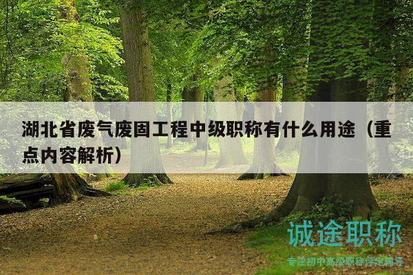 湖北省廢氣廢固工程中級(jí)職稱(chēng)有什么用途（重點(diǎn)內(nèi)容解析）