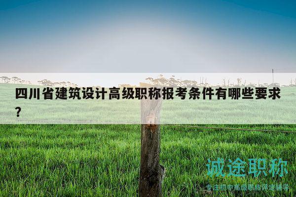 四川省建筑設(shè)計(jì)高級(jí)職稱(chēng)報(bào)考條件有哪些要求？