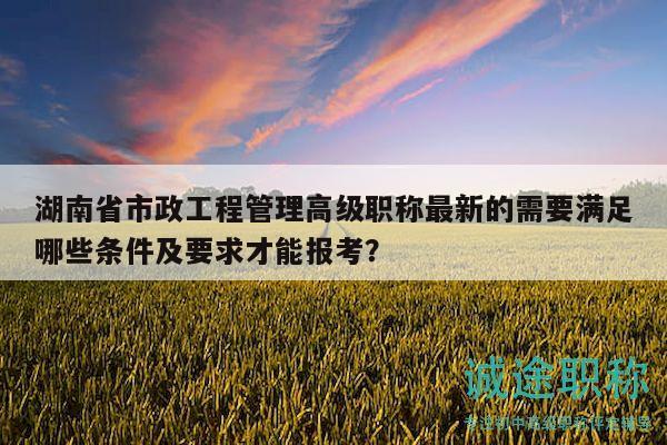 湖南省市政工程管理高級職稱最新的需要滿足哪些條件及要求才能報考？