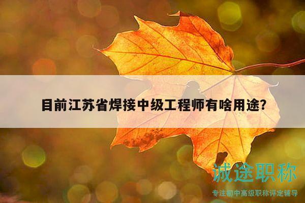 目前江蘇省焊接中級工程師有啥用途？