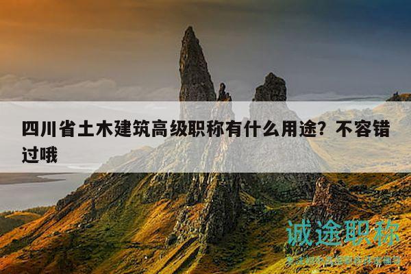 四川省土木建筑高級職稱有什么用途？不容錯(cuò)過哦