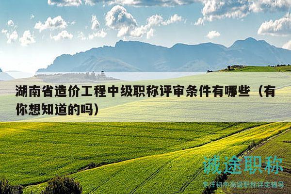 湖南省造價(jià)工程中級職稱評審條件有哪些（有你想知道的嗎）
