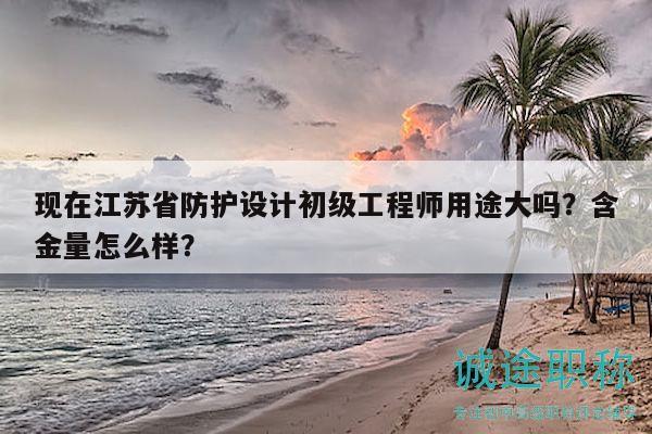 現(xiàn)在江蘇省防護(hù)設(shè)計(jì)初級(jí)工程師用途大嗎？含金量怎么樣？