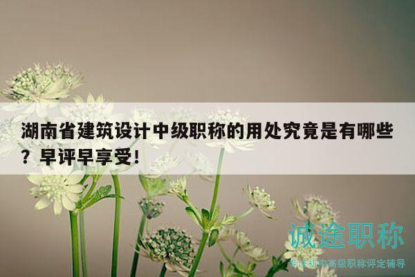 湖南省建筑設計中級職稱的用處究竟是有哪些？早評早享受！