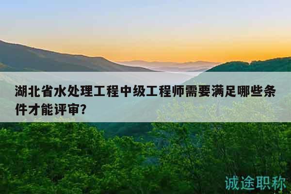 湖北省水處理工程中級工程師需要滿足哪些條件才能評審？