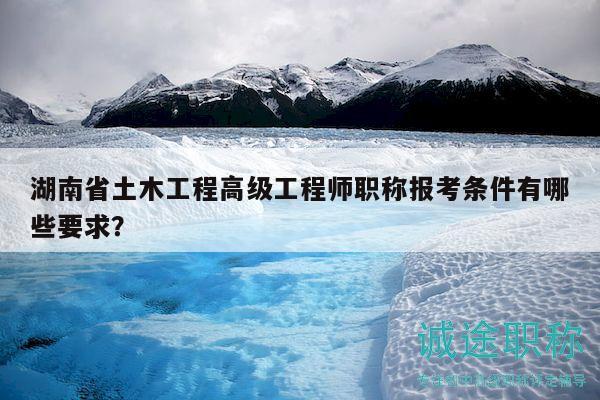 湖南省土木工程高級工程師職稱報(bào)考條件有哪些要求？
