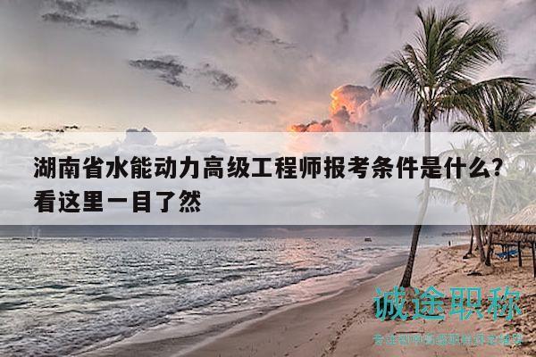 湖南省水能動力高級工程師報考條件是什么？看這里一目了然