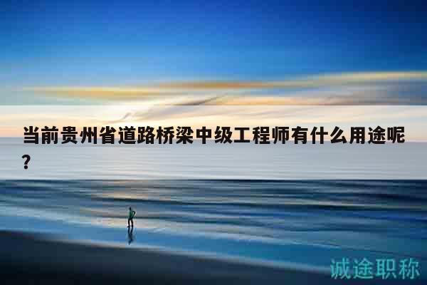 當前貴州省道路橋梁中級工程師有什么用途呢？