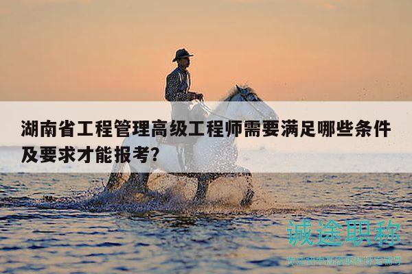 湖南省工程管理高級工程師需要滿足哪些條件及要求才能報考？