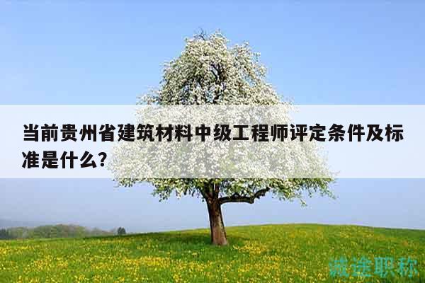 當(dāng)前貴州省建筑材料中級工程師評定條件及標(biāo)準(zhǔn)是什么？