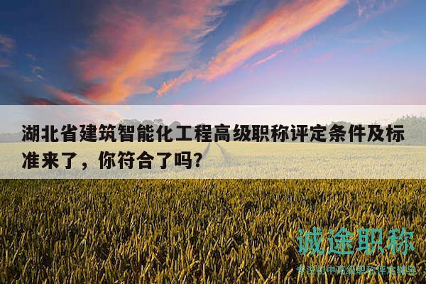 湖北省建筑智能化工程高級(jí)職稱評(píng)定條件及標(biāo)準(zhǔn)來了，你符合了嗎？