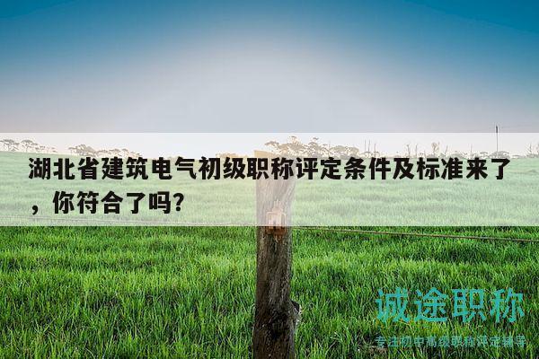 湖北省建筑電氣初級(jí)職稱評定條件及標(biāo)準(zhǔn)來了，你符合了嗎？