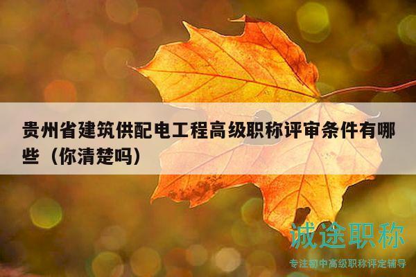 貴州省建筑供配電工程高級職稱評審條件有哪些（你清楚嗎）