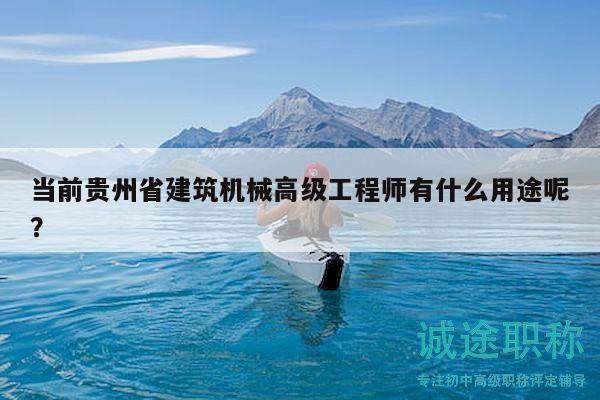 當前貴州省建筑機械高級工程師有什么用途呢？