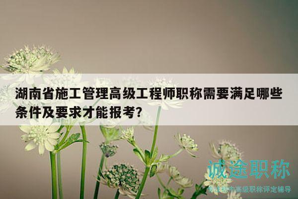 湖南省施工管理高級(jí)工程師職稱需要滿足哪些條件及要求才能報(bào)考？