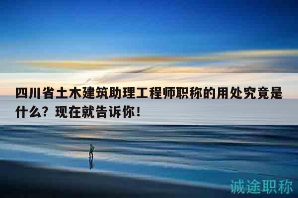 四川省土木建筑助理工程師職稱的用處究竟是什么？現(xiàn)在就告訴你！