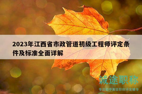 2023年江西省市政管道初級工程師評定條件及標(biāo)準(zhǔn)全面詳解