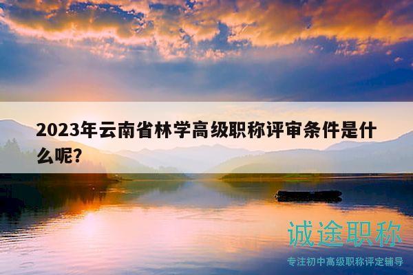 2023年云南省林學高級職稱評審條件是什么呢？