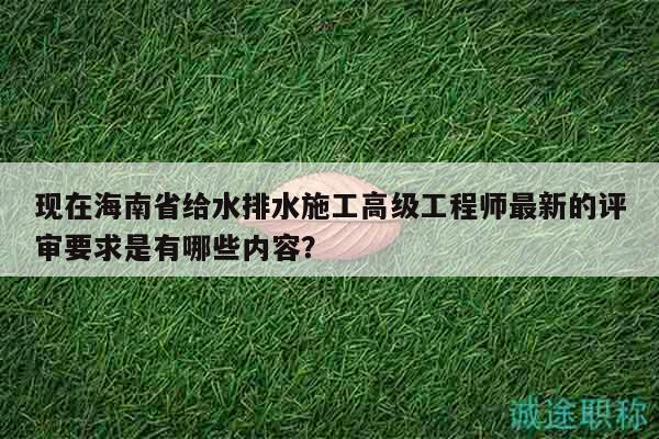 現(xiàn)在海南省給水排水施工高級工程師最新的評審要求是有哪些內(nèi)容？