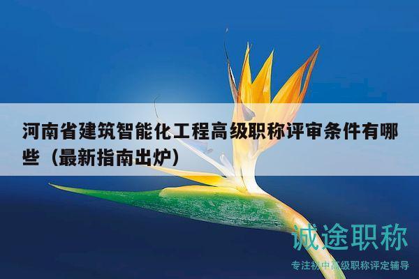河南省建筑智能化工程高級職稱評審條件有哪些（最新指南出爐）