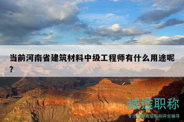 當前河南省建筑材料中級工程師有什么用途呢？