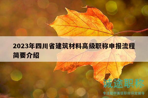 2023年四川省建筑材料高級(jí)職稱申報(bào)流程簡要介紹