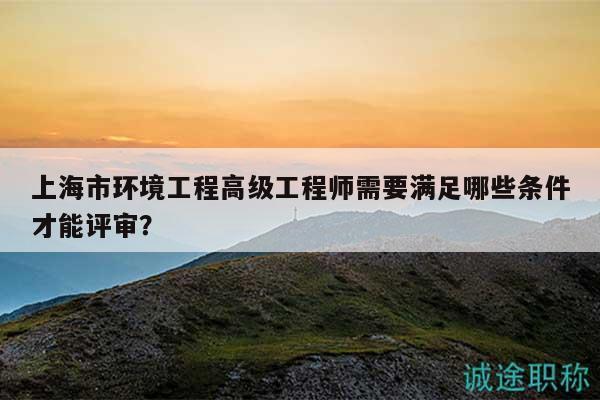 上海市環(huán)境工程高級工程師需要滿足哪些條件才能評審？