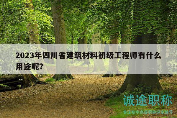 2023年四川省建筑材料初級工程師有什么用途呢？