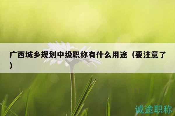 廣西城鄉(xiāng)規(guī)劃中級(jí)職稱(chēng)有什么用途（要注意了）